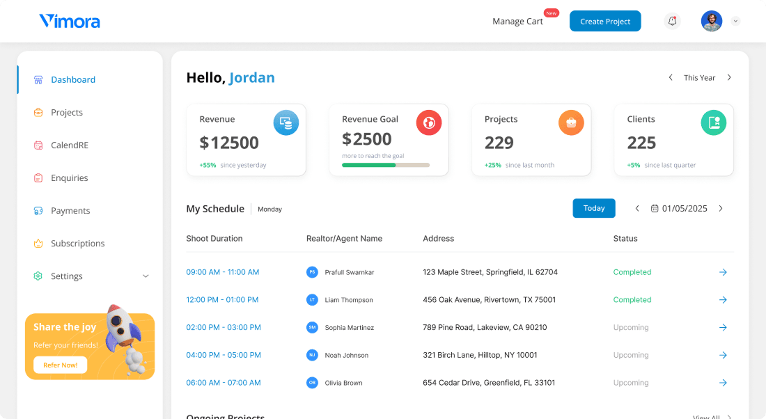 Vimora dashboard preview
